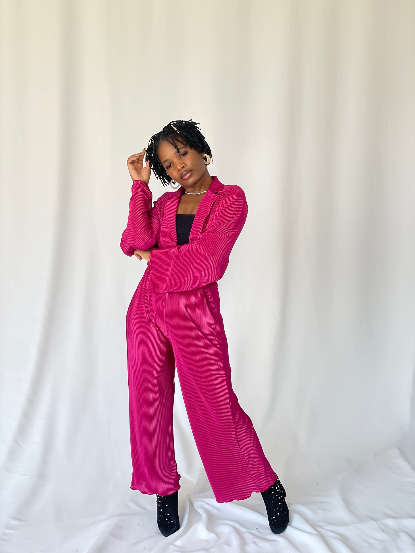 Cerise Plisse Set